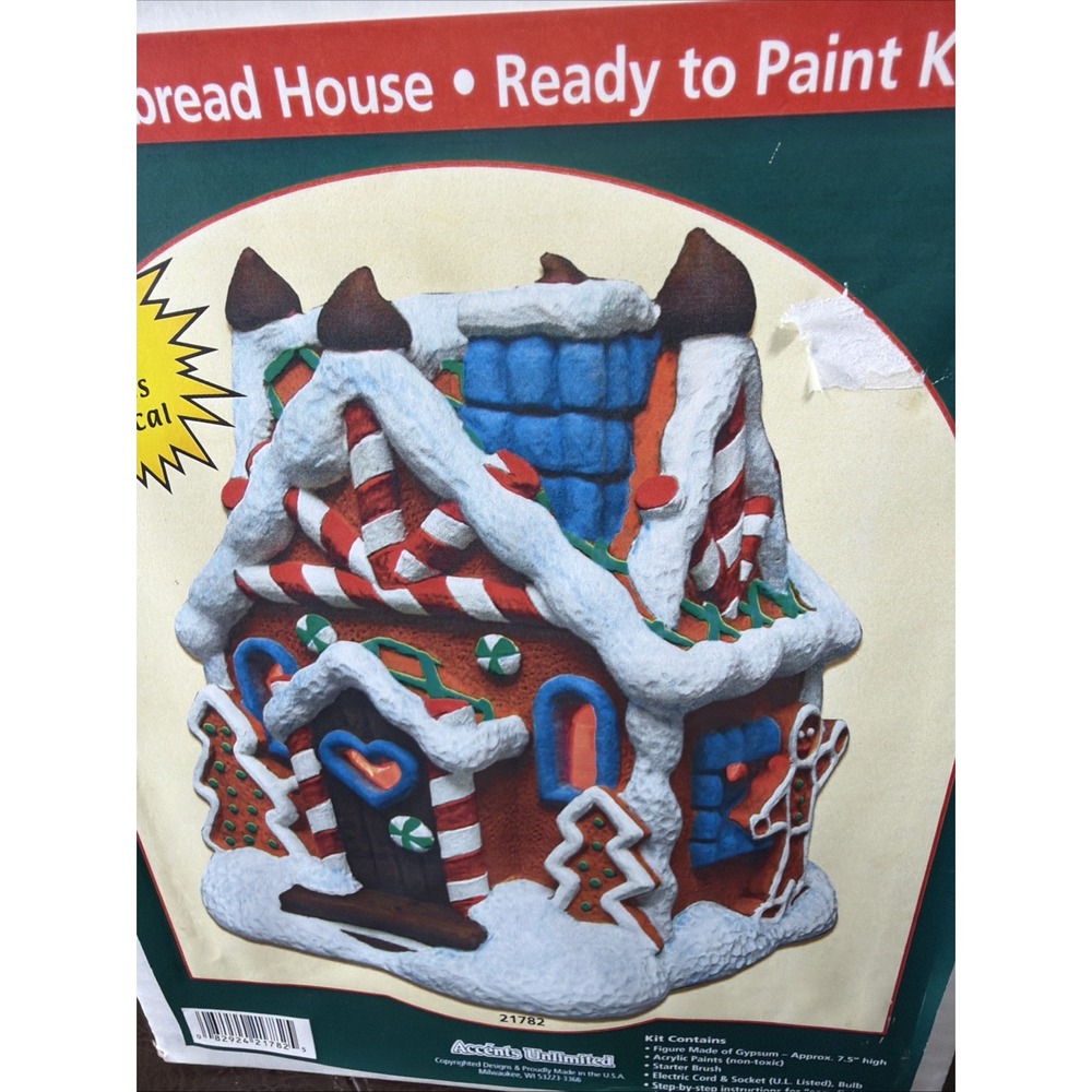 Accents Unlimited Wee Crafts Gingerbread House Lights Up Paint Kit Vintage *Read - Picture 2 of 16